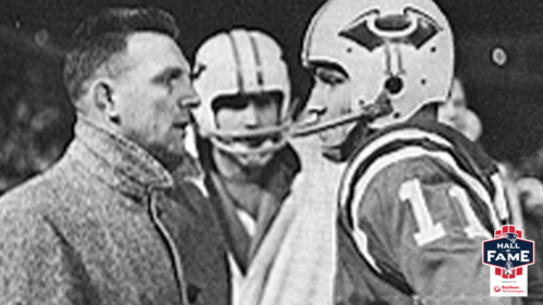 Head Coach Lou Saban Talking With Quarterback Butch Songin